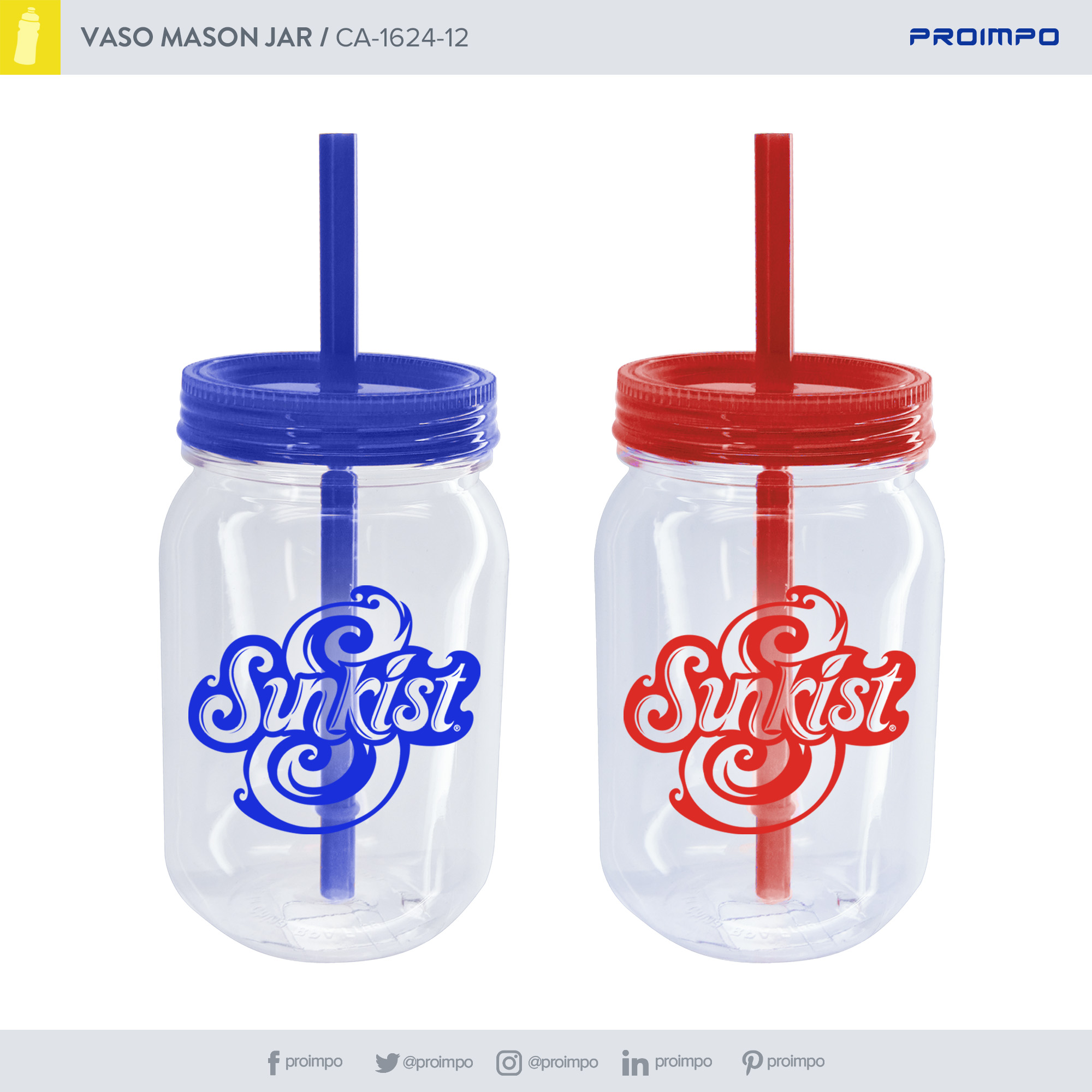 CA 1624 12 VAso Mason Jar Promocionales Proimpo