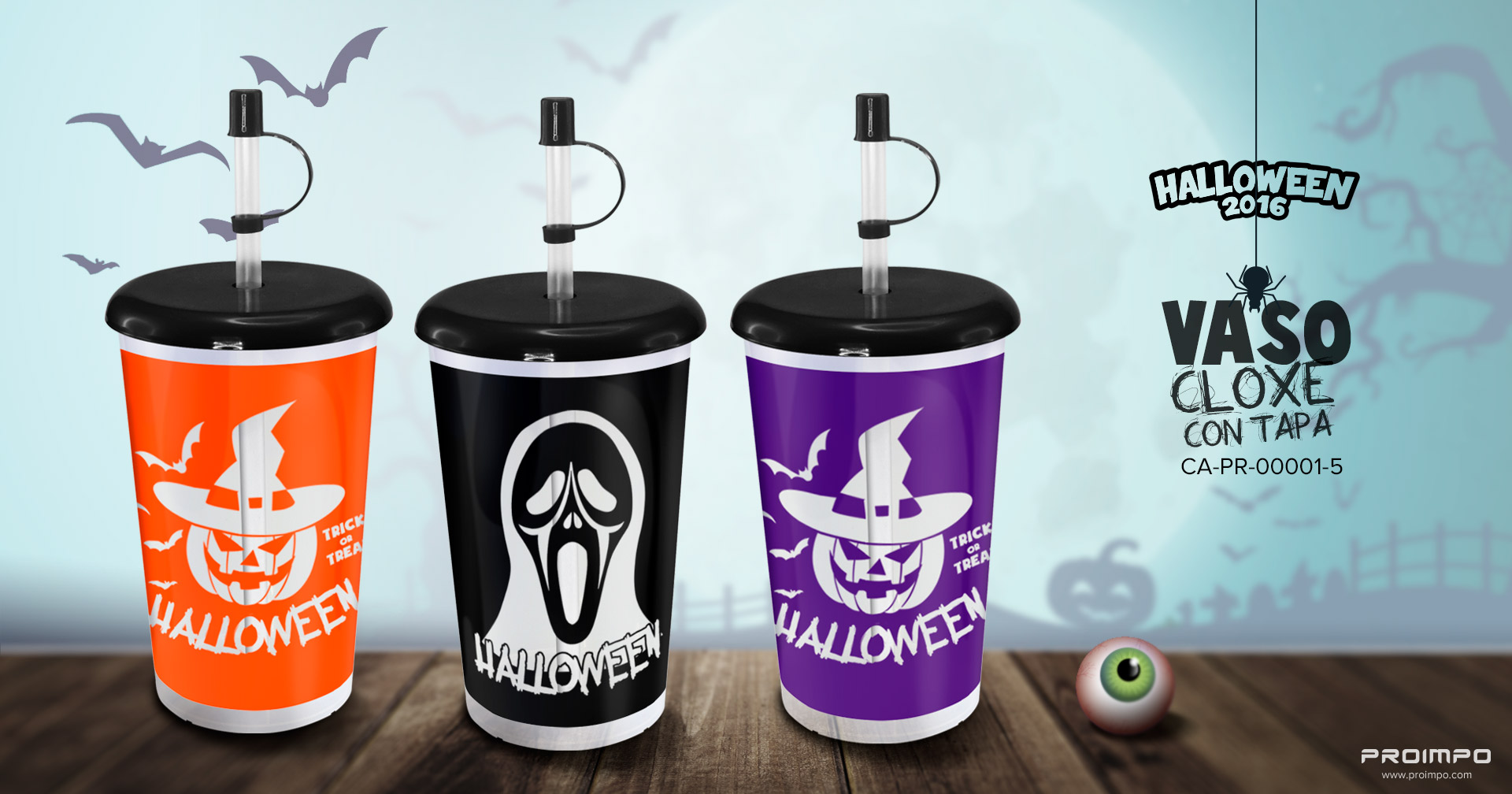 Vaso cloxe negro Productos Promocionales Halloween. Proimpo