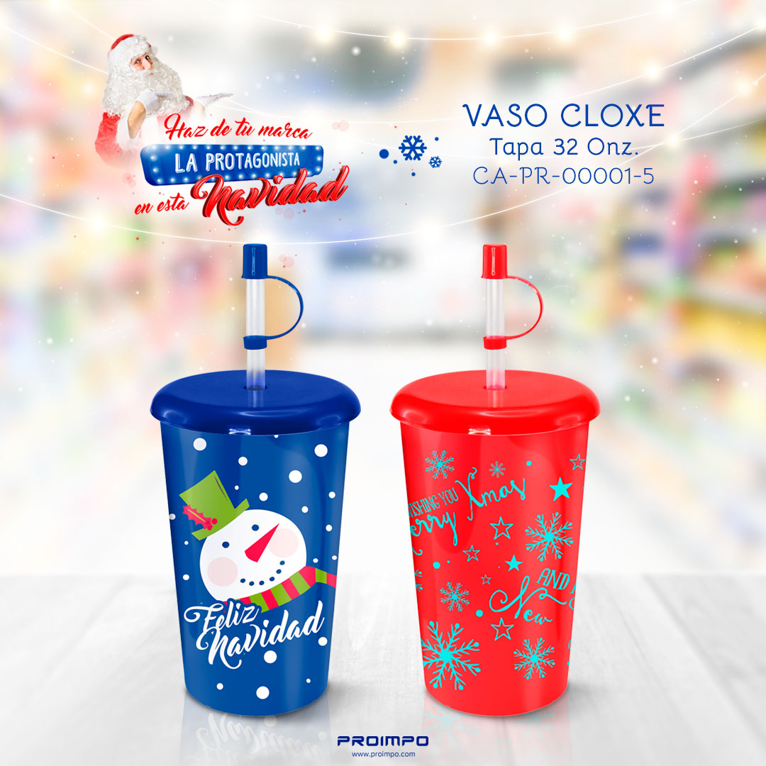 Vaso Cloxe Tapa promocional navidad